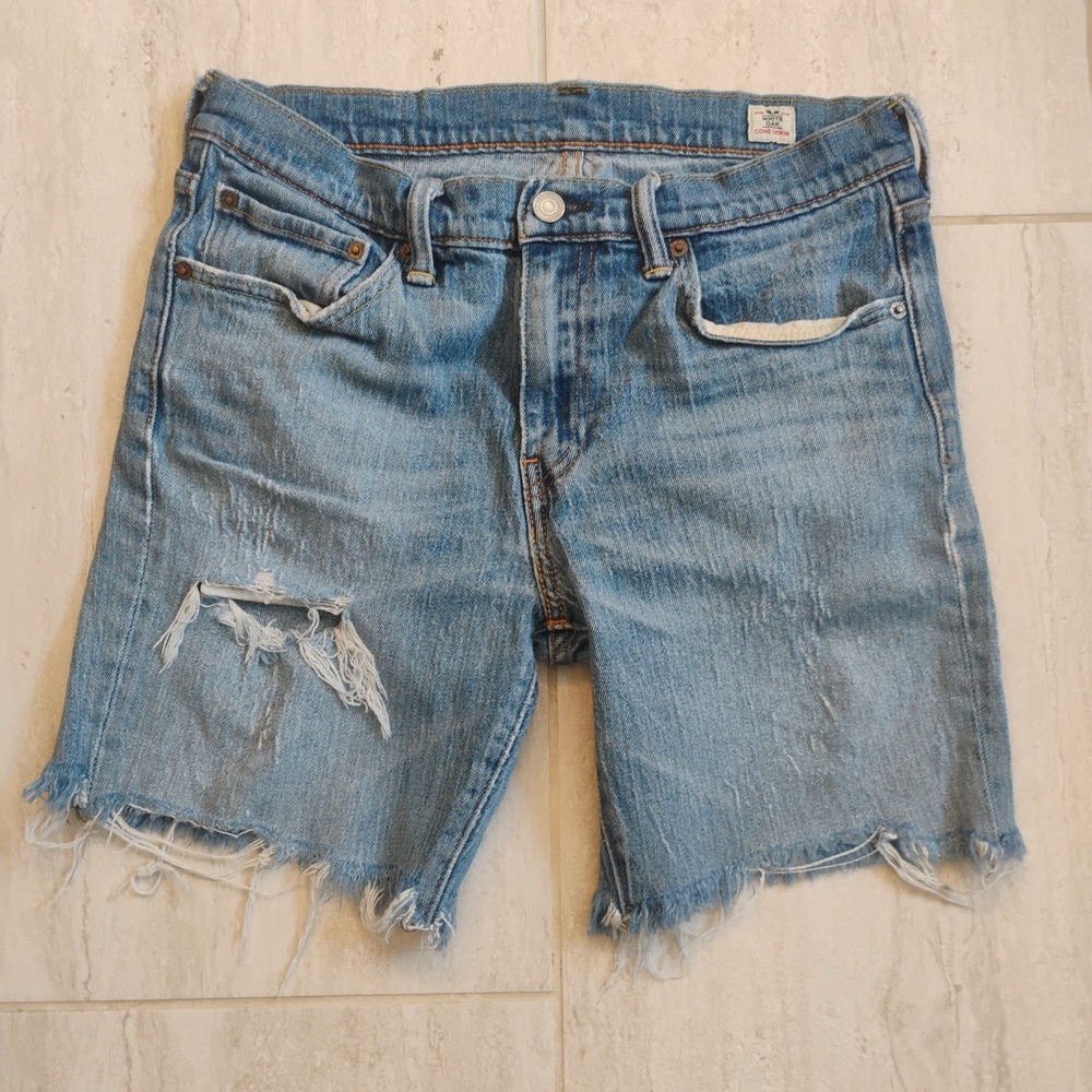 Levis 511 Cut-Off Shorts Mens W32 White Oak Cone Denim Blue Wash Distressed Y2K